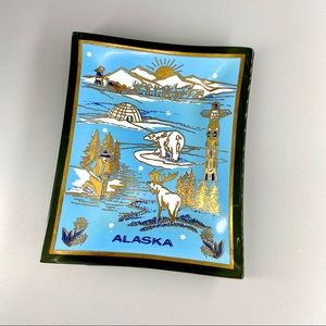 Vintage Houze Art Glass Alaska Souvenir Dish